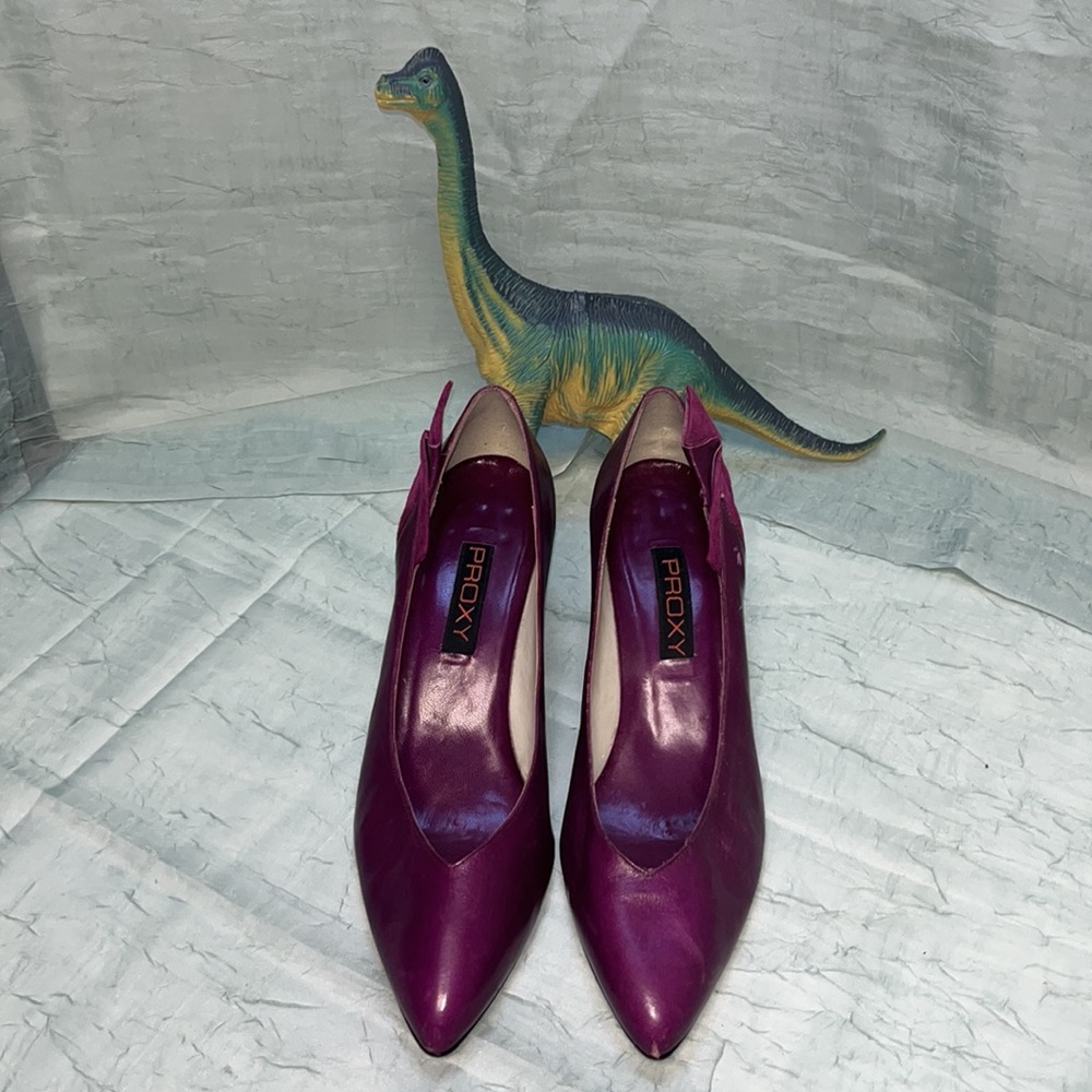 Proxy Michael G Abrams Co Purple Leather Vintage Heels | 7.5 B - Picture 2 of 16